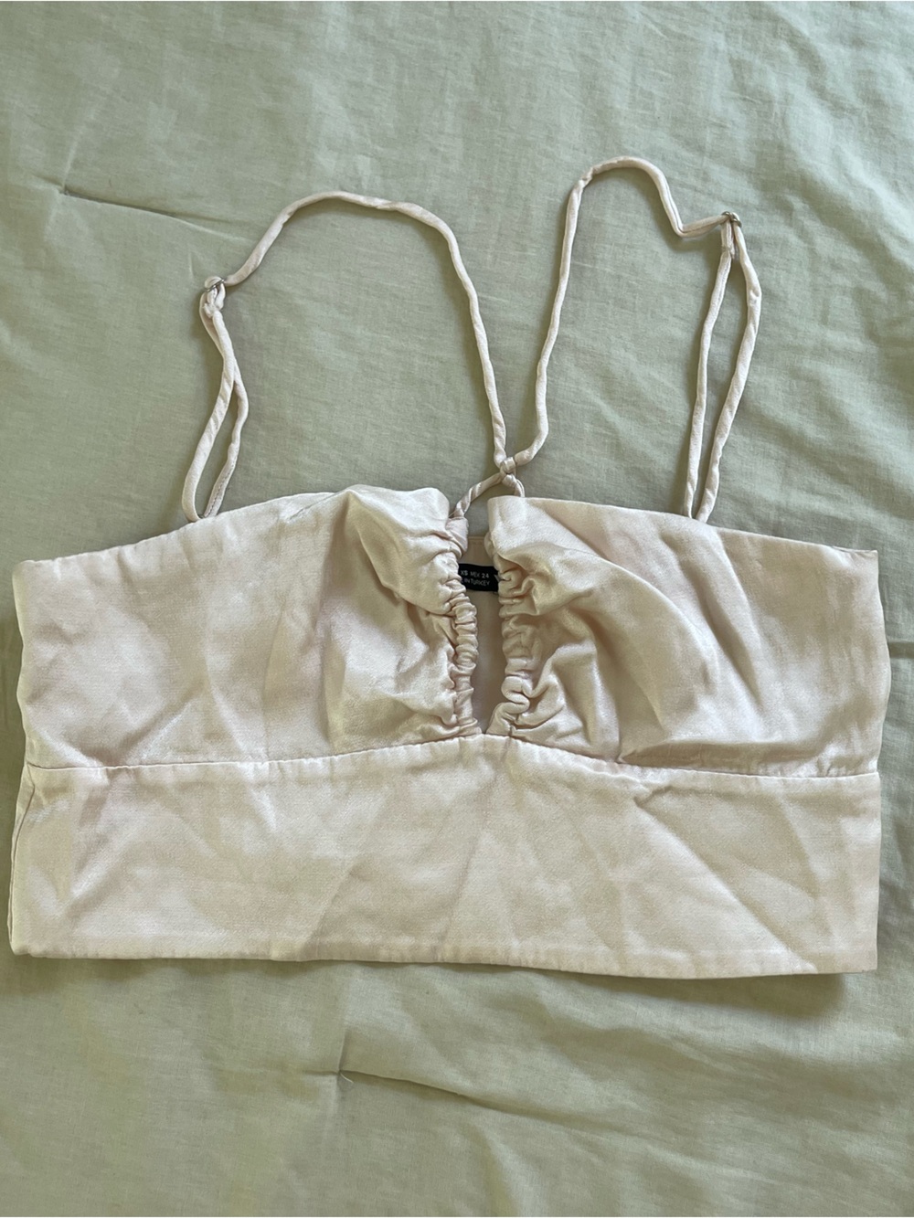 Zara Light Pink Ruched Front Crop Top
